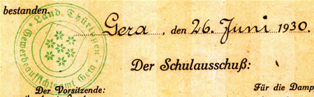 Siegel des Gewerbeaufsichtsamtes Gera 1930